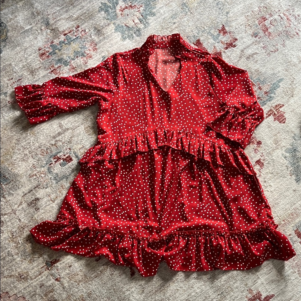 Nordstrom Flowy Red Polka Dot Dress with Pockets